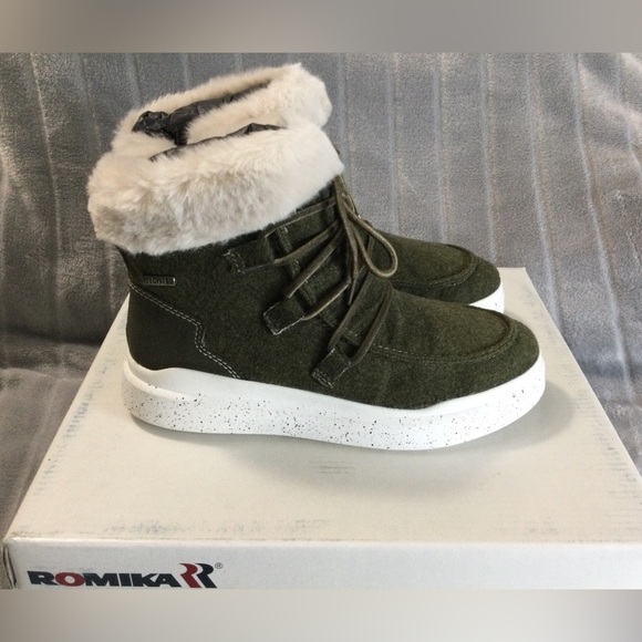 Romika Helsinki 01 Olive Faux Fur Boot Sneaker EU 36 US 5 to 5.5 - Picture 4 of 12